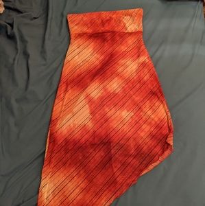 Res tie dye with black detail strapless asymmetrical dress